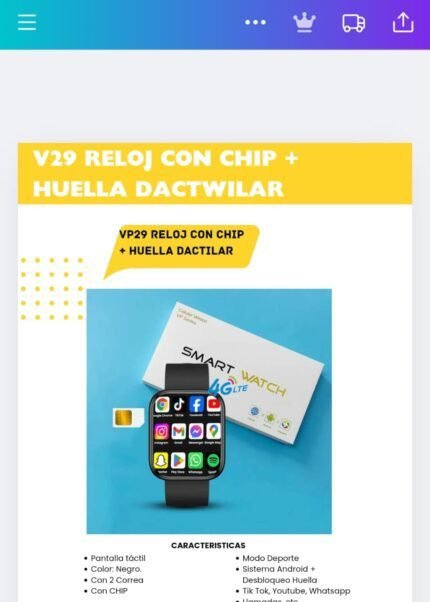 Reloj Inteligente c/chip + huella digital